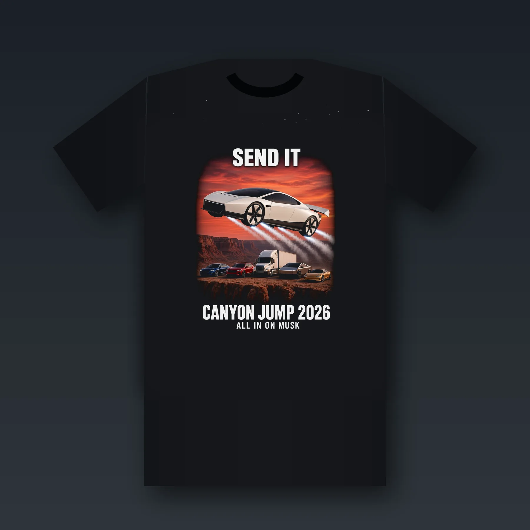 Send It: Canyon Jump 2026 Tee mockup